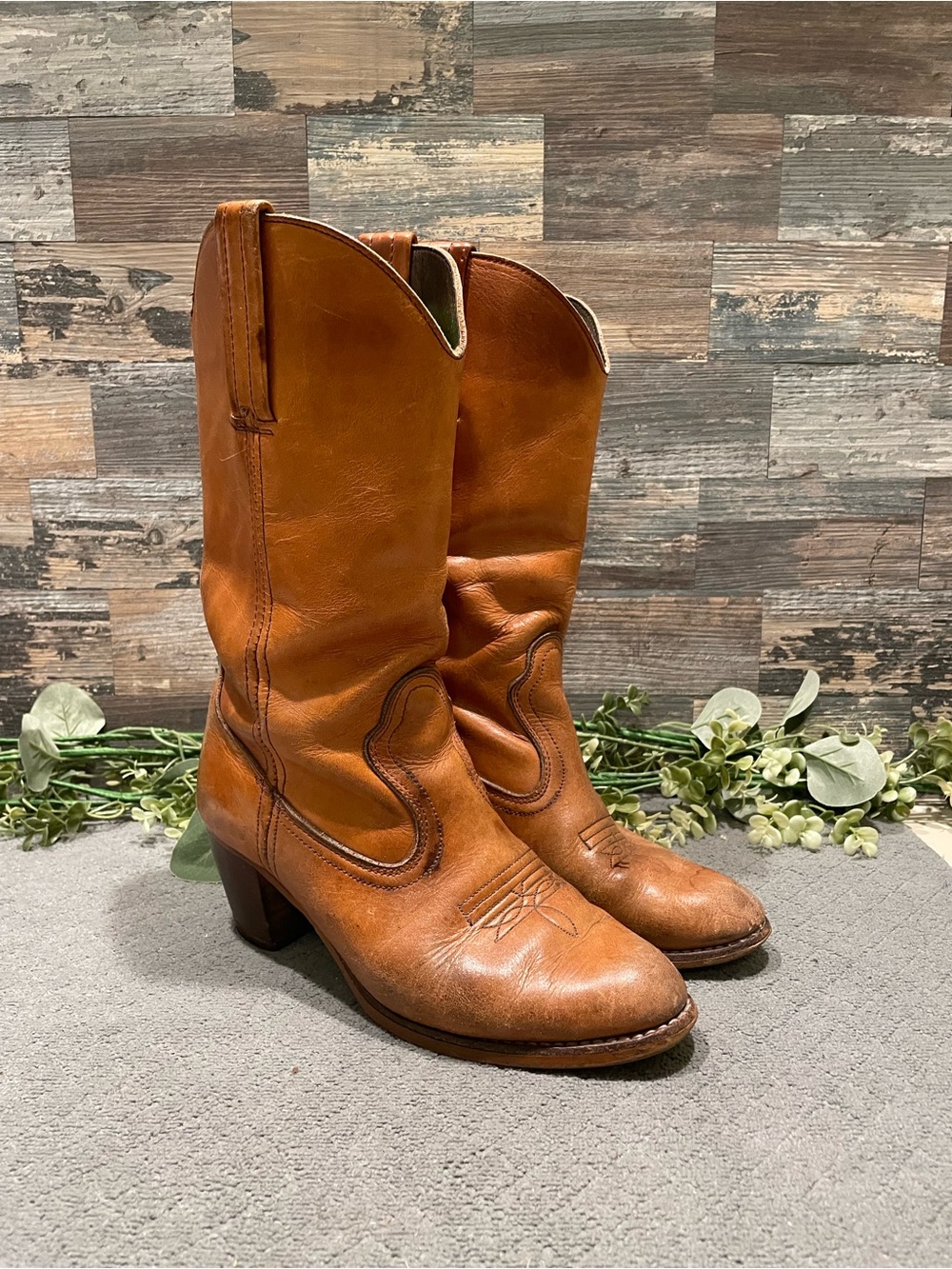 Vintage Dexter Leather Heeled Boots Size 8 Women's